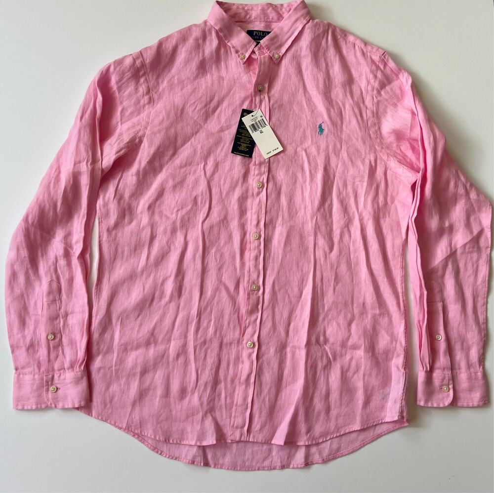 Polo Ralph Lauren Slim Fit Long Sleeve Linen Button Down Shirt Men's XL
